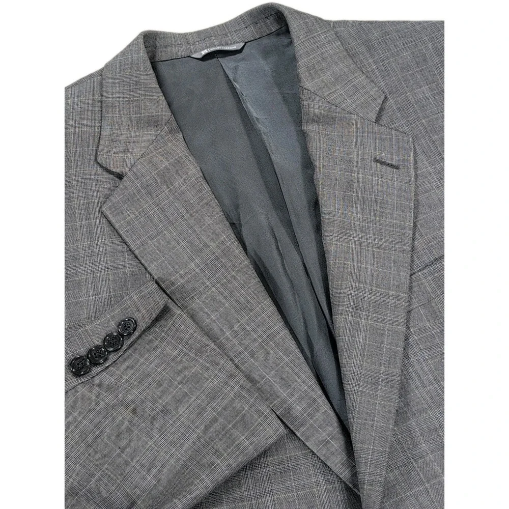 Vintage Hickey Freeman Madison Sport Coat Mens 44R Gray Glen Plaid Wool USA